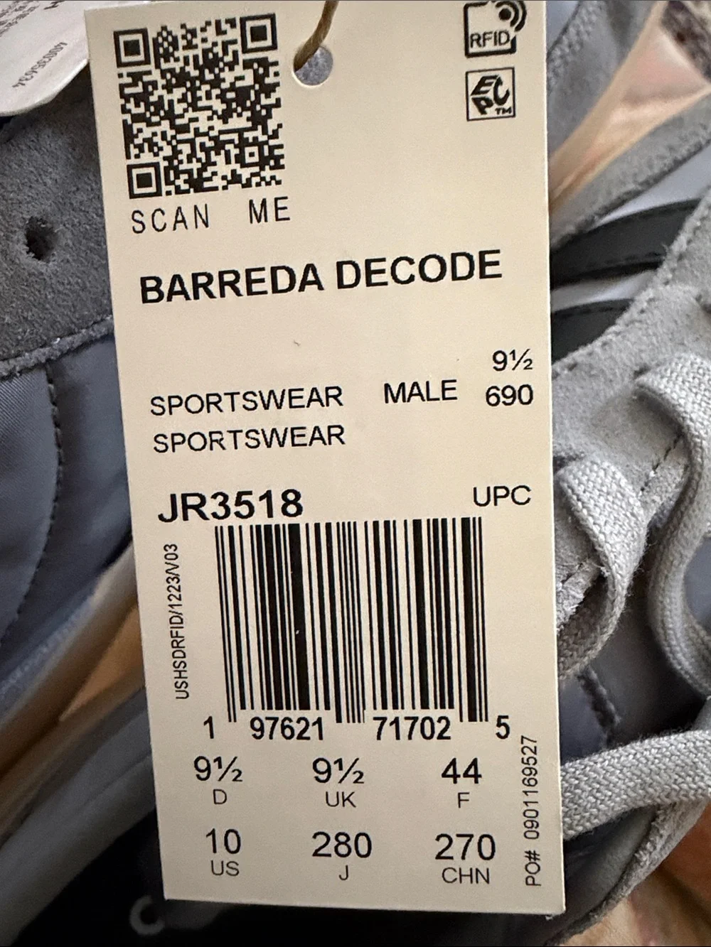 New Men’s adidas Barreda Decode Gray with Black Stripes Sneakers